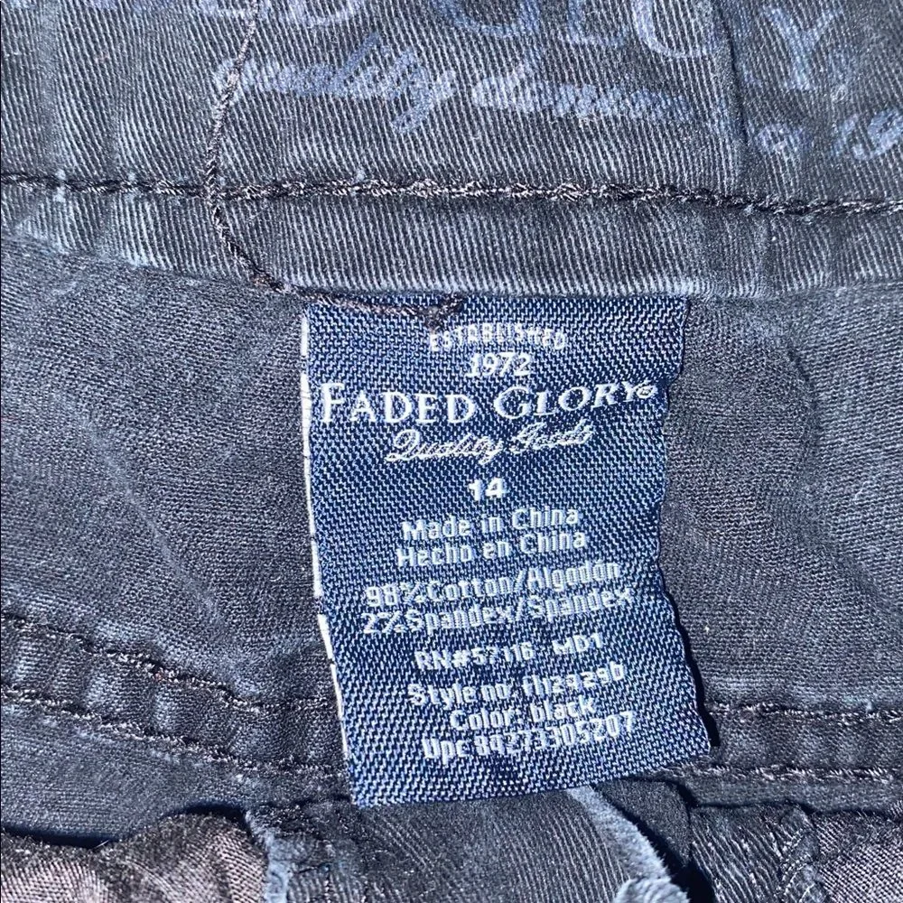 Faded Glory Black Chino Shorts | Size 14 | Casual Everyday Classic